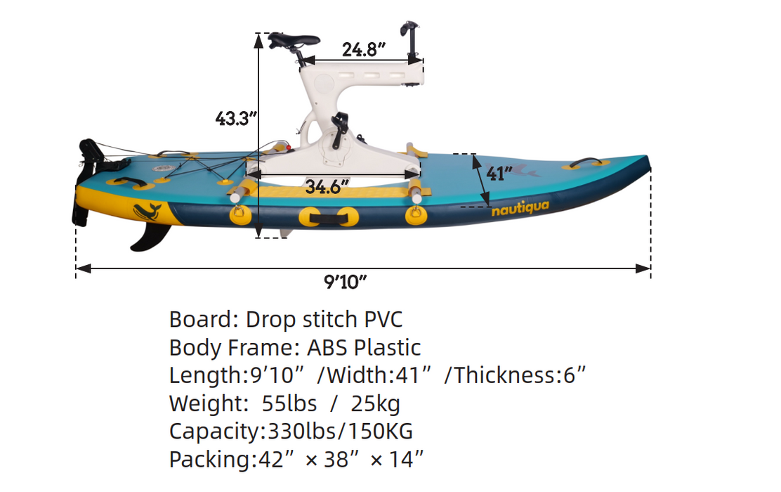 Nautiqua BELIZE Premium Paddleboard WaterBike Bright Colors