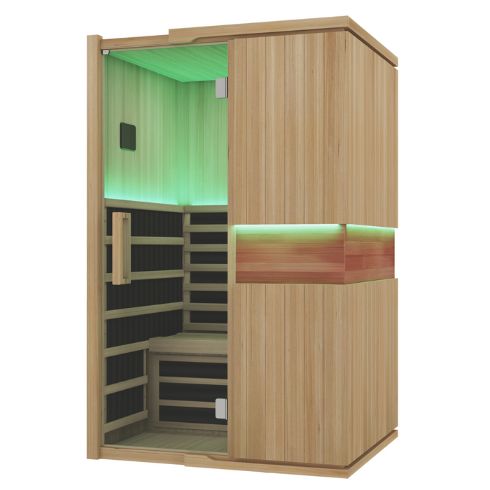 Blisspod, Milano, Full Spectrum Sauna Canadian Hemlock Ultra Low EMF, 6 Far Infrared & Red Glass Heater & Chromotherapy – 2 Person